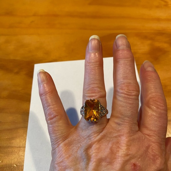 Sterling Silver Rectangular Smoke Quartz Ring